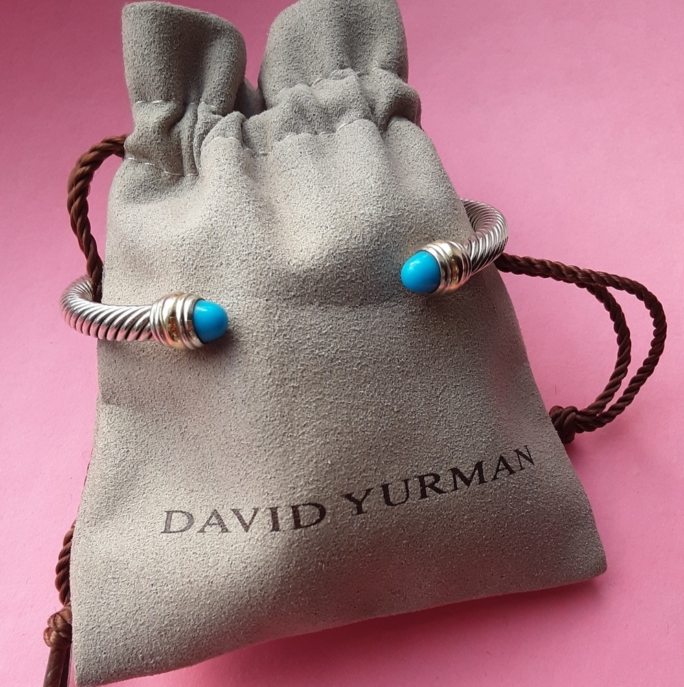 David Yurman 5mm SzM Turquoise Cable Clsc Bracelet - Picture 1 of 7